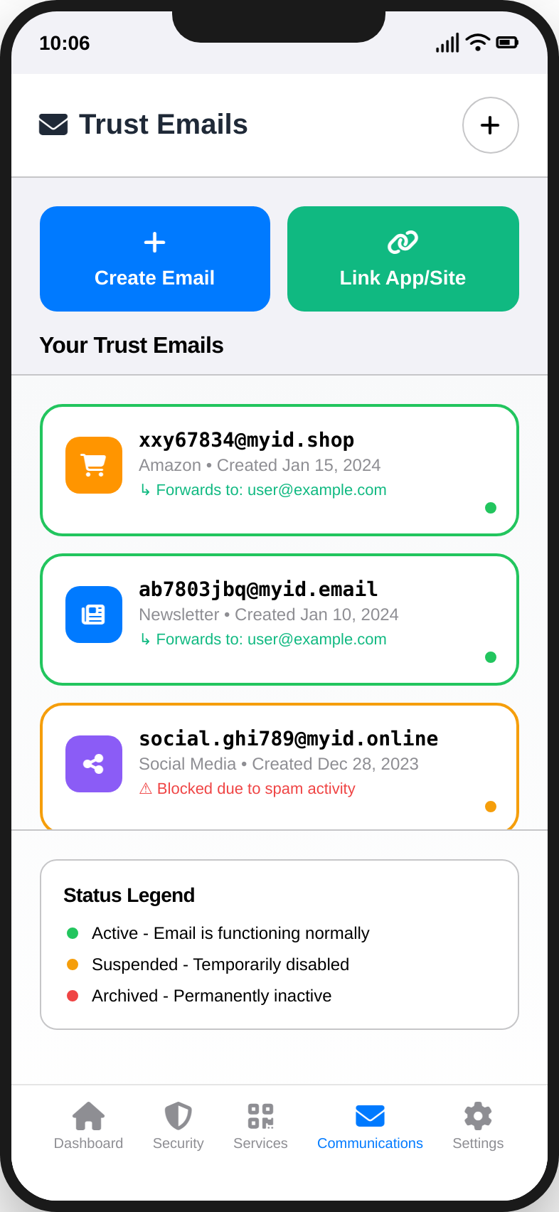 idGuard Trust Emails — a different email alias for every site